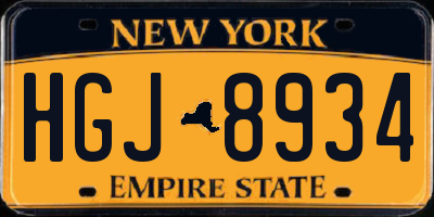 NY license plate HGJ8934