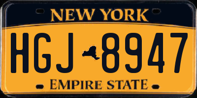 NY license plate HGJ8947
