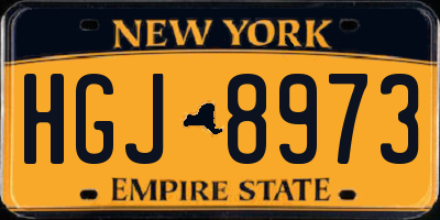 NY license plate HGJ8973