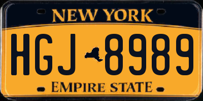 NY license plate HGJ8989