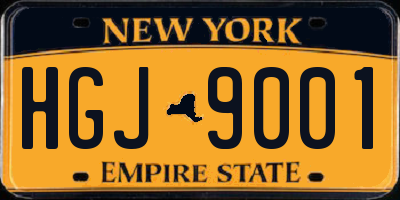 NY license plate HGJ9001