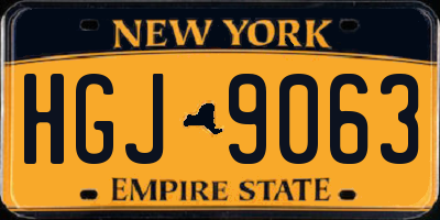 NY license plate HGJ9063