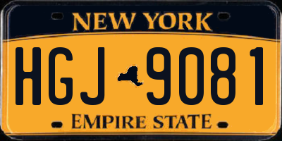 NY license plate HGJ9081