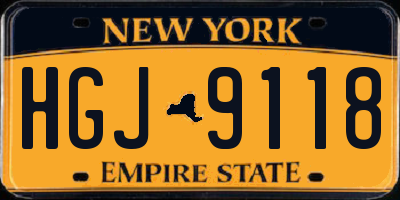 NY license plate HGJ9118
