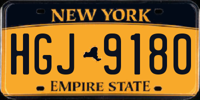 NY license plate HGJ9180