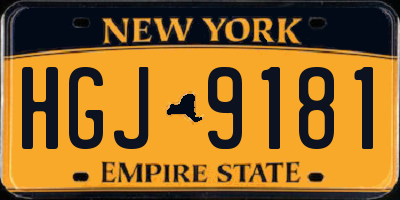 NY license plate HGJ9181