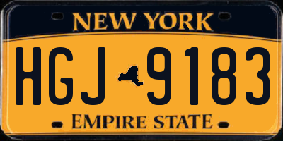 NY license plate HGJ9183