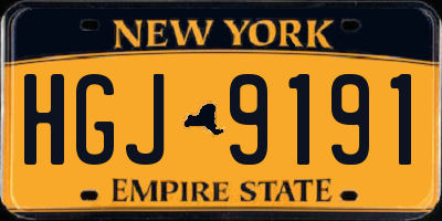 NY license plate HGJ9191