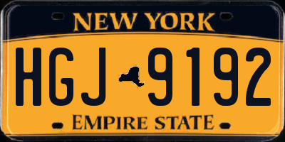 NY license plate HGJ9192