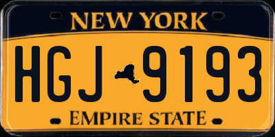 NY license plate HGJ9193