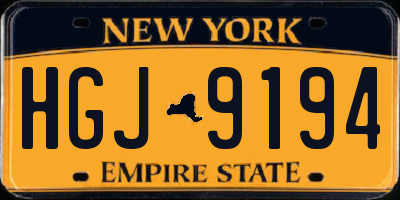 NY license plate HGJ9194