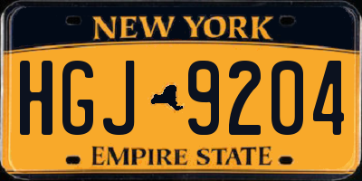 NY license plate HGJ9204