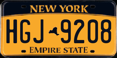 NY license plate HGJ9208