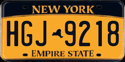 NY license plate HGJ9218