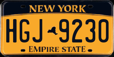 NY license plate HGJ9230
