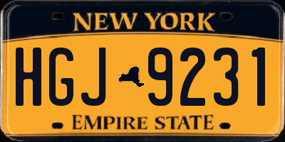 NY license plate HGJ9231