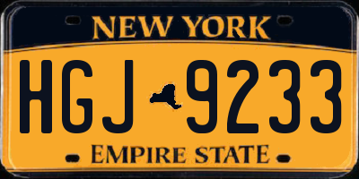 NY license plate HGJ9233