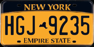 NY license plate HGJ9235