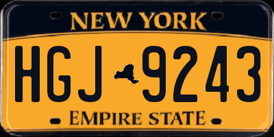 NY license plate HGJ9243