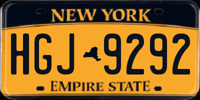 NY license plate HGJ9292