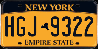 NY license plate HGJ9322