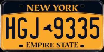 NY license plate HGJ9335