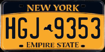 NY license plate HGJ9353