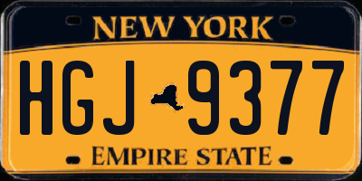 NY license plate HGJ9377