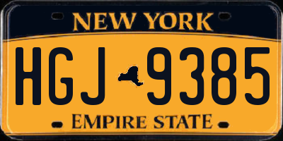 NY license plate HGJ9385