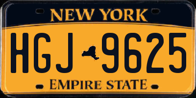 NY license plate HGJ9625