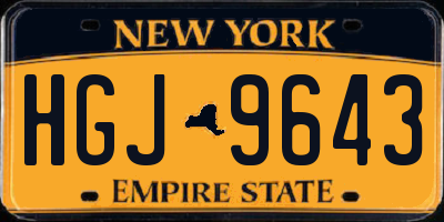 NY license plate HGJ9643