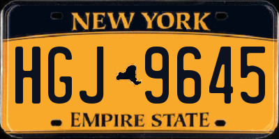 NY license plate HGJ9645