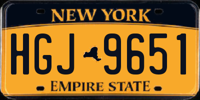 NY license plate HGJ9651