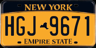 NY license plate HGJ9671