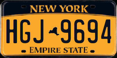 NY license plate HGJ9694