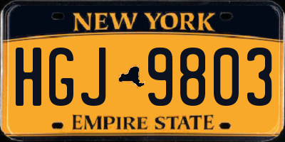 NY license plate HGJ9803