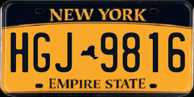 NY license plate HGJ9816