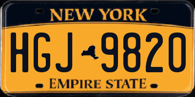NY license plate HGJ9820
