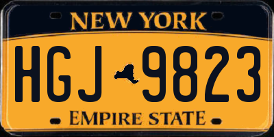 NY license plate HGJ9823