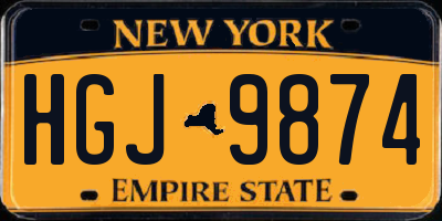 NY license plate HGJ9874