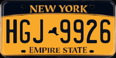 NY license plate HGJ9926