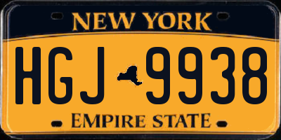 NY license plate HGJ9938