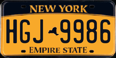 NY license plate HGJ9986