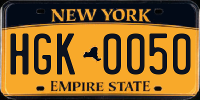 NY license plate HGK0050