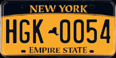 NY license plate HGK0054