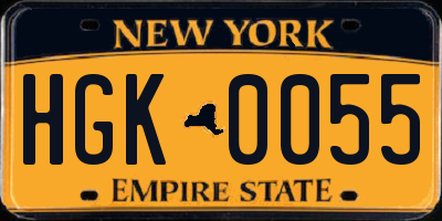 NY license plate HGK0055