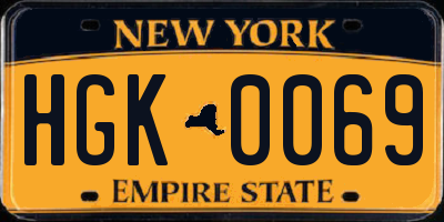 NY license plate HGK0069
