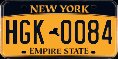 NY license plate HGK0084