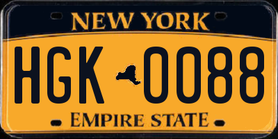 NY license plate HGK0088