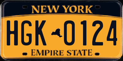 NY license plate HGK0124